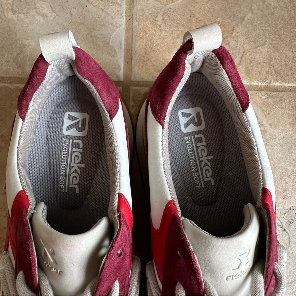 NEW Rieker Evolution Soft Burgundy Suede Platform Sneakers - Picture 3 of 8